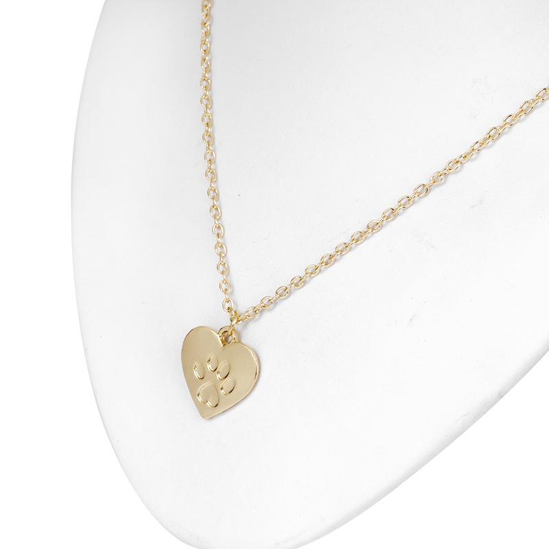 Ladies heart shape and dog paw pattern necklace