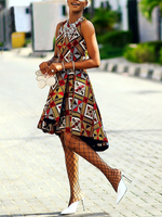 Load image into Gallery viewer, Ethnic print slim sleeveless dress
