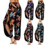 Load image into Gallery viewer, Flower Printed Side Slit Boho Harem Pants
