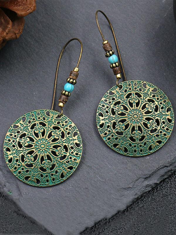 Creative Flower Fashion Retro Alloy Round Earrings