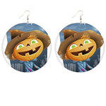 Load image into Gallery viewer, Halloween wooden pumpkin castle bat ghost earrings
