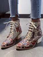 Load image into Gallery viewer, Ladies Embroidered Print Block Heel Shoes
