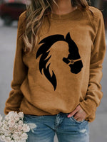 Load image into Gallery viewer, Girl And Horse Print Long Sleeve Sweatshirt
