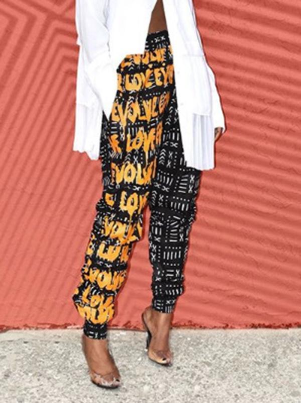 Casual high waist zipper trousers