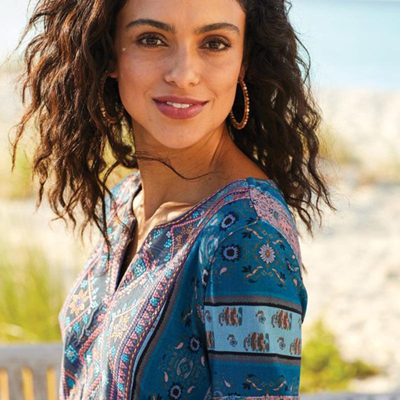 Blouse tribe conventional printing Micro-elasticity Polyester Spring Autumn Retro