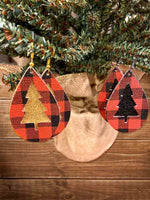 Load image into Gallery viewer, Buffalo Plaid Christmas Earrings

