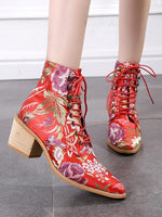 Load image into Gallery viewer, Ladies Embroidered Print Block Heel Shoes
