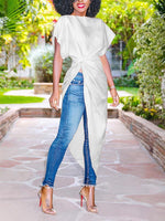 Load image into Gallery viewer, Pure color slim irregular long shirt
