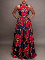 Load image into Gallery viewer, Women&#39;s Round Neck Sleeveless Ethnic Print Dress
