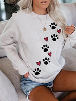 Load image into Gallery viewer, Love dog paw print casual long-sleeved Sweatshirt
