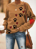 Load image into Gallery viewer, Women&#39;s casual round neck dog paw print sweater
