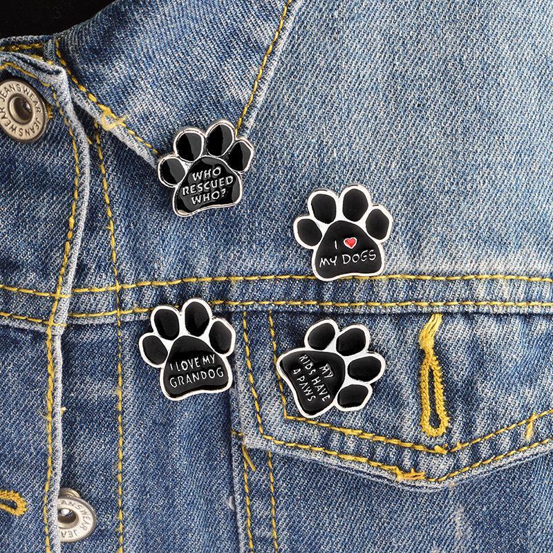 I love my dogs dog paw Brooch
