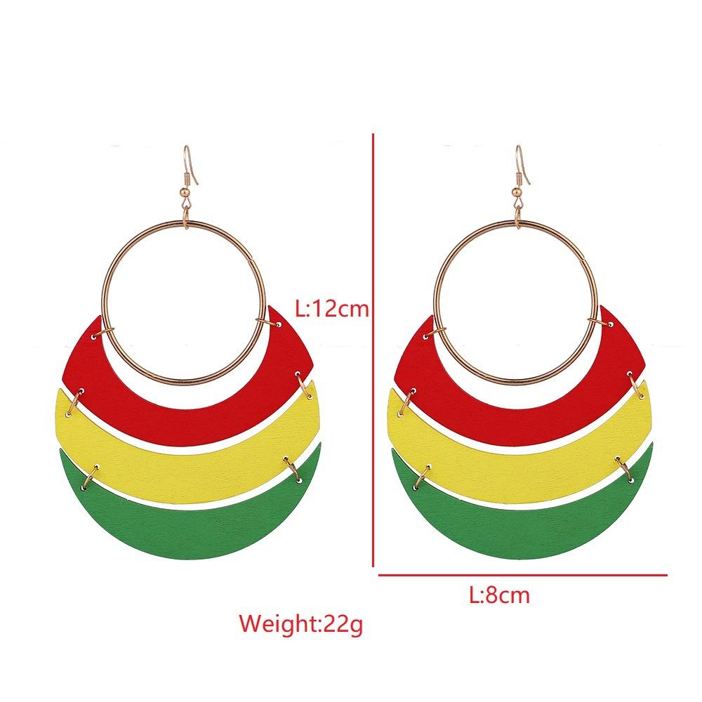 African Exaggerated Tassel Multilayer Wooden Earrings