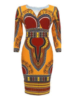 Load image into Gallery viewer, Women&#39;s African Ethnic Style 3/4-Sleeve V-Neck Dress
