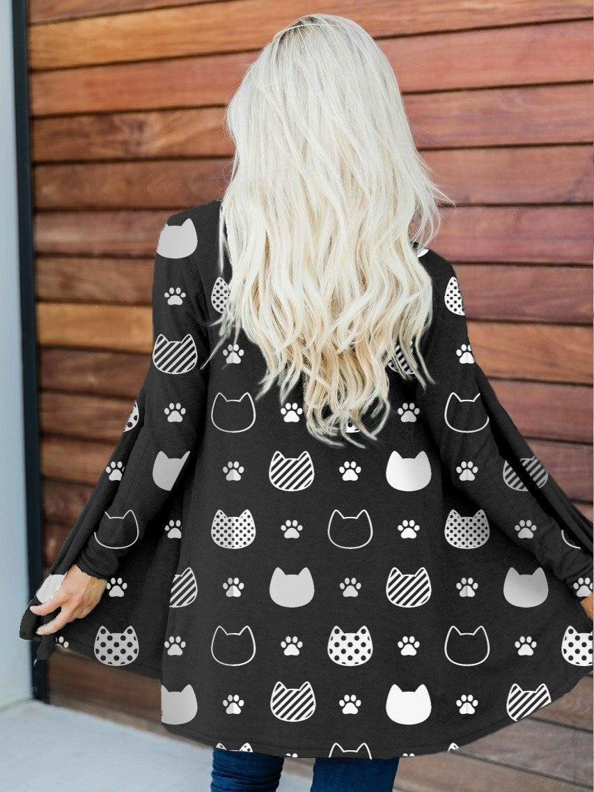 Women's Pet Cartoon Print Casual Cardigan