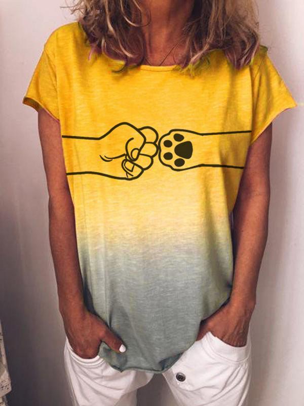 Ladies Fist And Dog Paw Print T-shirt