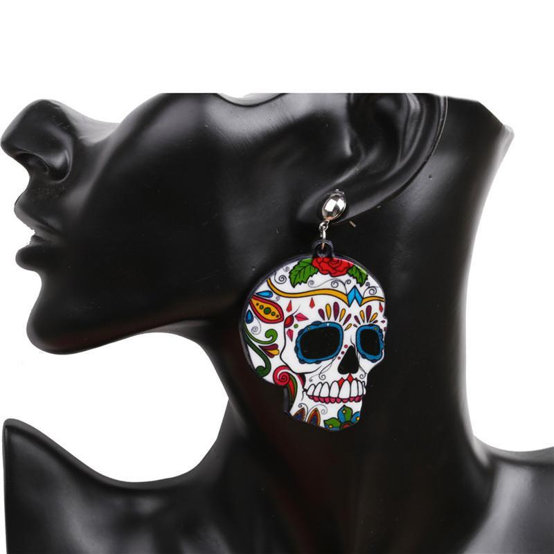 Halloween fear skull earrings