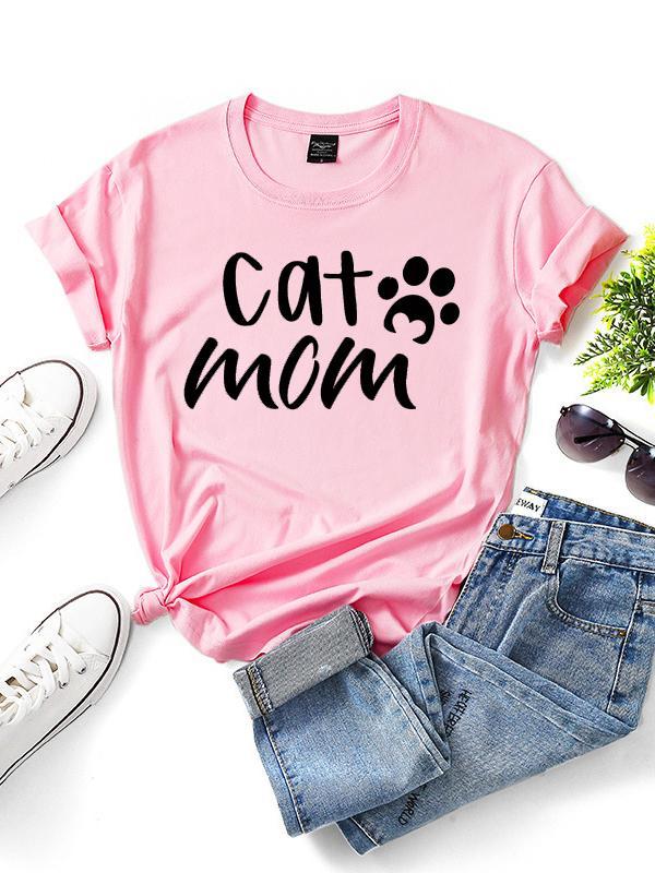 Casual letter printed short-sleeved T-shirt