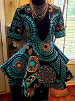 Load image into Gallery viewer, Ladies Elegant African Print Deep V-neck Sexy Dress

