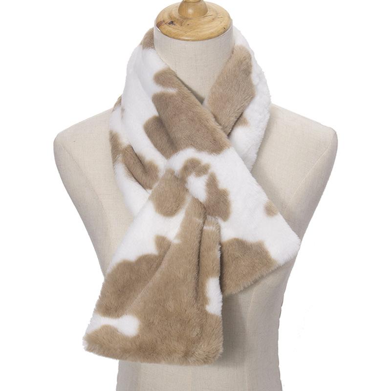 Women's plush rabbit-like cow pattern scarf