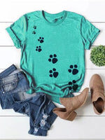 Load image into Gallery viewer, Women&#39;s Cute Dog Paw Print Short Sleeve T-Shirt
