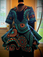 Load image into Gallery viewer, Ladies Elegant African Print Deep V-neck Sexy Dress
