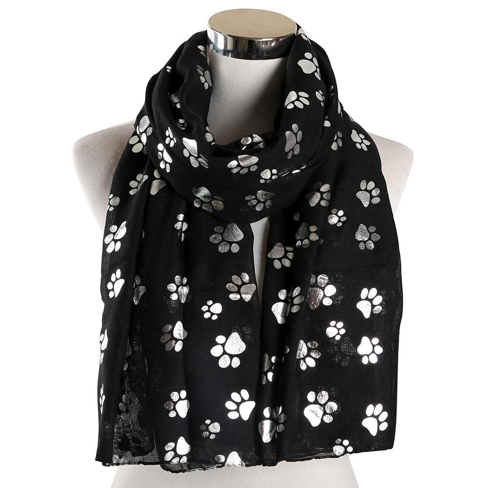 Dog Paw Print Hot Silver Scarf