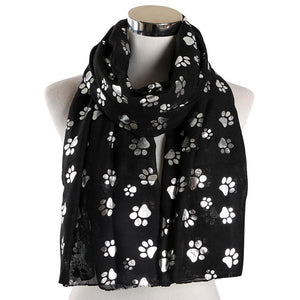 Dog Paw Print Hot Silver Scarf