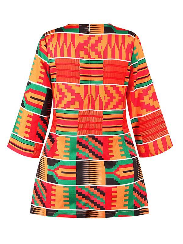 Ethnic Zipper Round Neck Mid-length Split Top