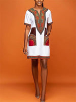 Load image into Gallery viewer, Elegant loose V-neck dress with ethnic print
