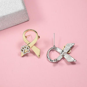 Personalized Bowtie Ribbon Dog Paw Brooch