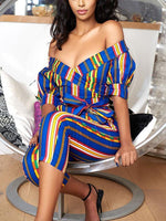 Load image into Gallery viewer, Women&#39;s Ethnic Lantern Sleeve Strapless Jumpsuit
