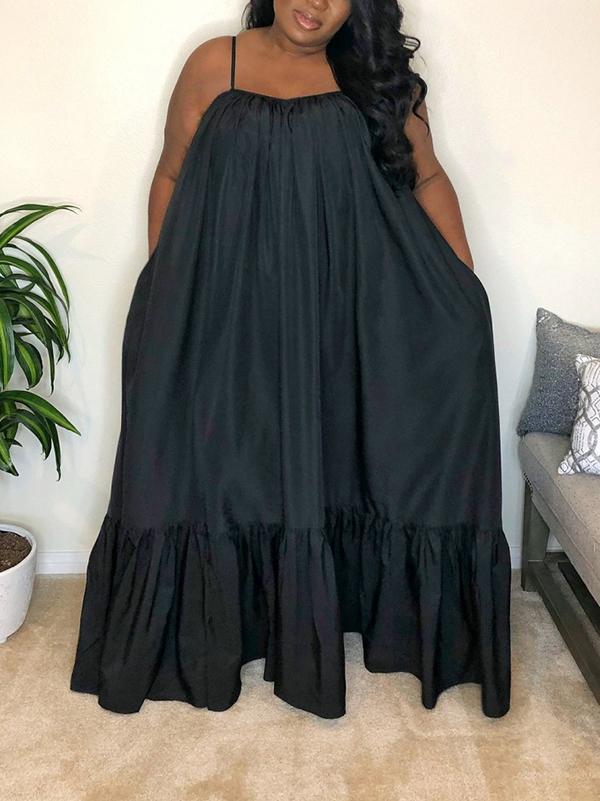 Sexy Solid Color Suspender Dress