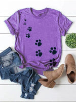 Load image into Gallery viewer, Women&#39;s Cute Dog Paw Print Short Sleeve T-Shirt
