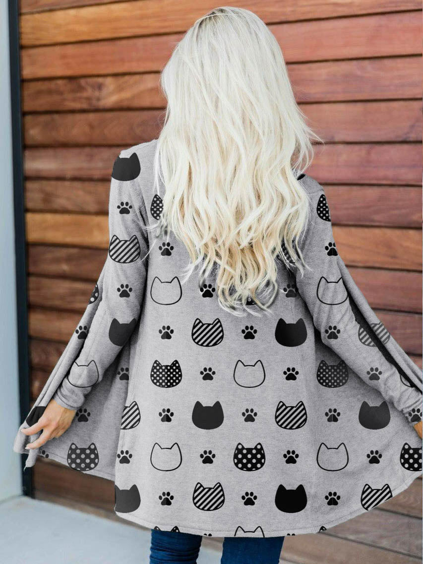 Women's Pet Cartoon Print Casual Cardigan
