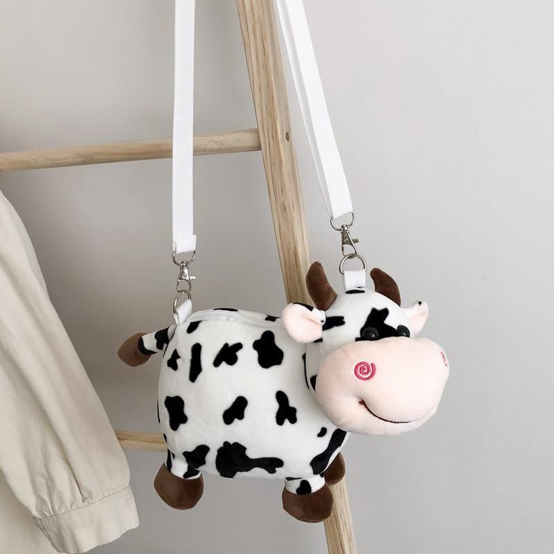 Cow plush bag personality cute messenger bag student cartoon mobile phone shoulder bag
