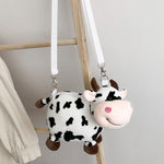 Load image into Gallery viewer, Cow plush bag personality cute messenger bag student cartoon mobile phone shoulder bag

