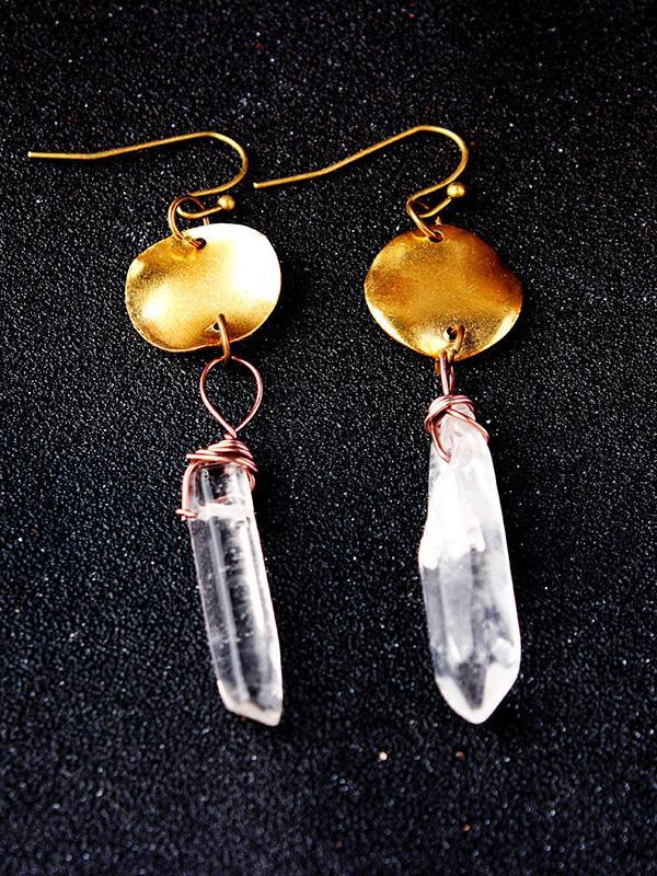 Crystal Stone Earrings Vintage Round Earrings