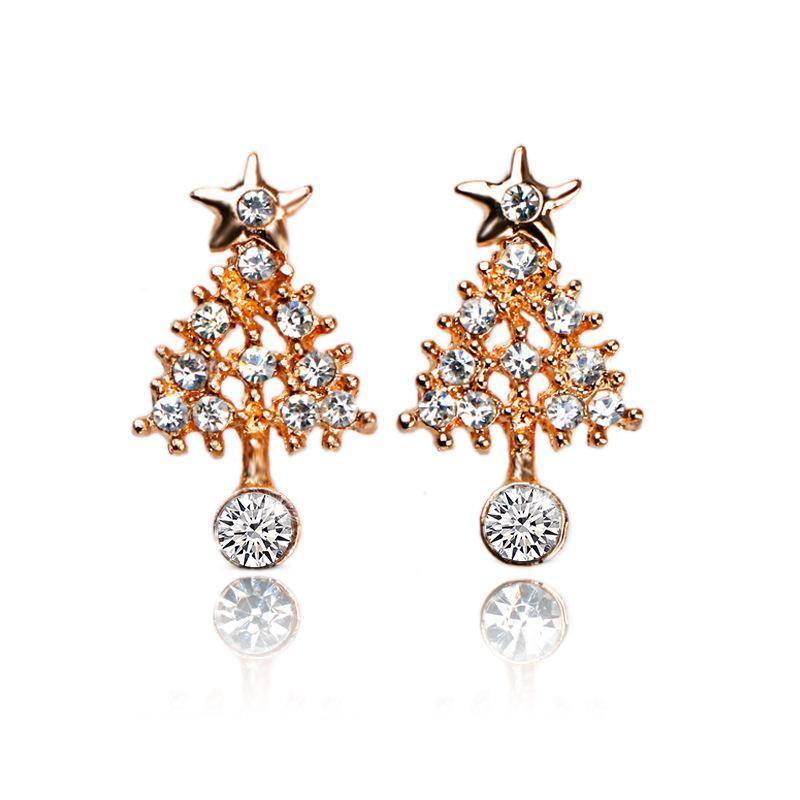 Christmas Ornaments Diamond Christmas Tree Earrings