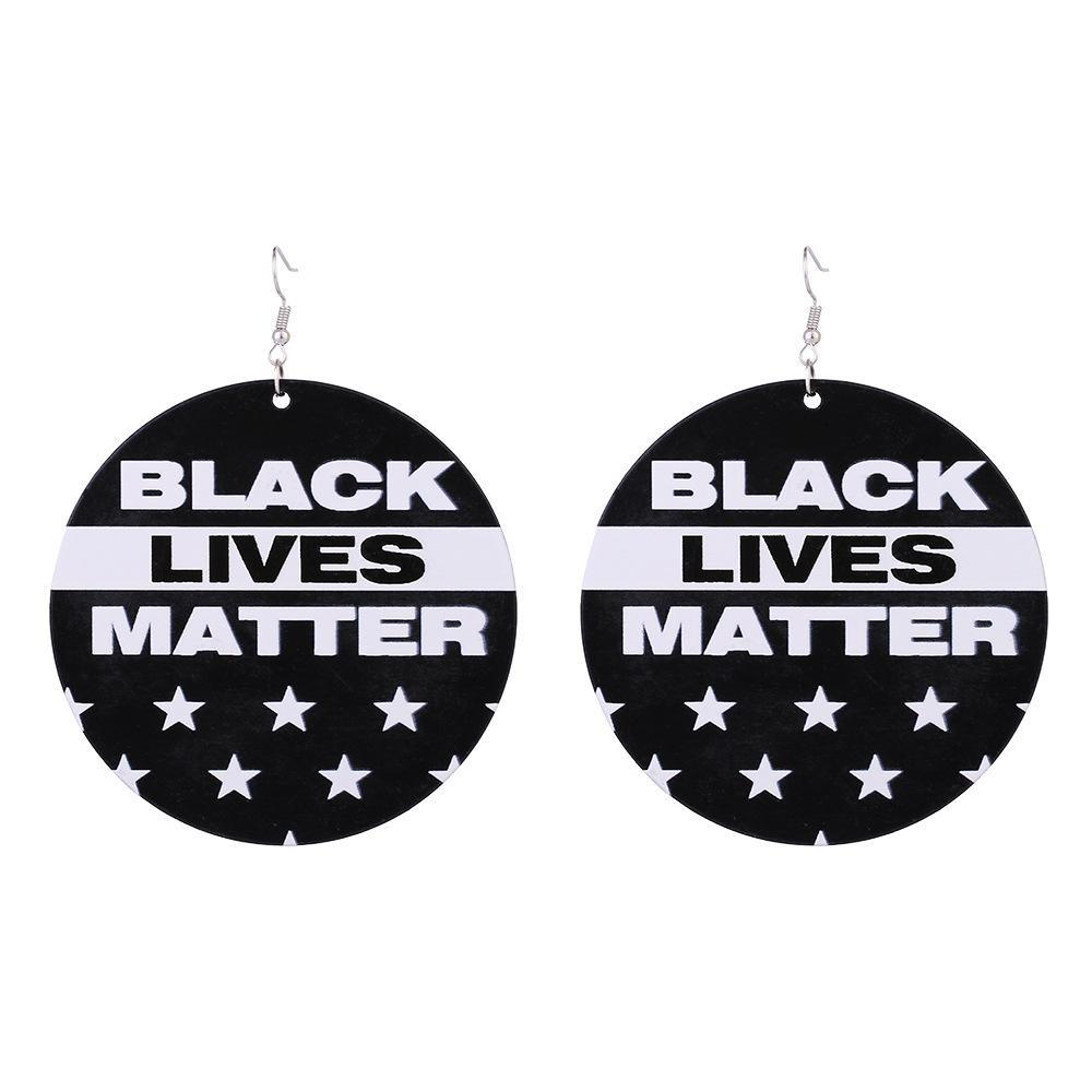 Exaggerated Wooden Letter Print Earrings