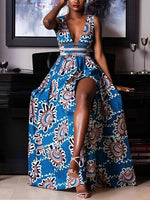 Load image into Gallery viewer, Women&#39;s Vintage African Printed V-Neck Dress
