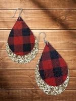 Load image into Gallery viewer, Buffalo Plaid Leather Earrings
