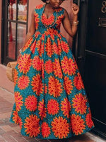 Load image into Gallery viewer, Ethnic print V-neck sleeveless maxi dress
