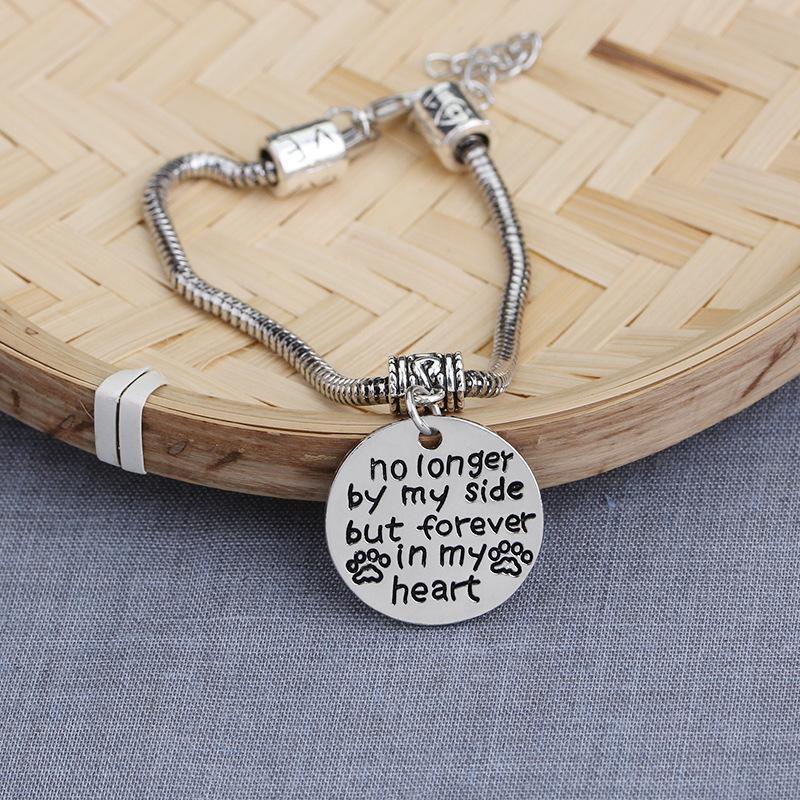 Casual"no longer by my side but forever in my heart"dog paw bracelet