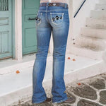 Load image into Gallery viewer, Dog Paw Ladies Low-rise Medium-washed Denim Bootcut Pants

