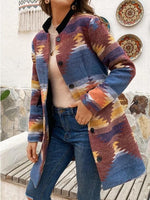 Load image into Gallery viewer, Casual printed long-sleeved woolen trench coat
