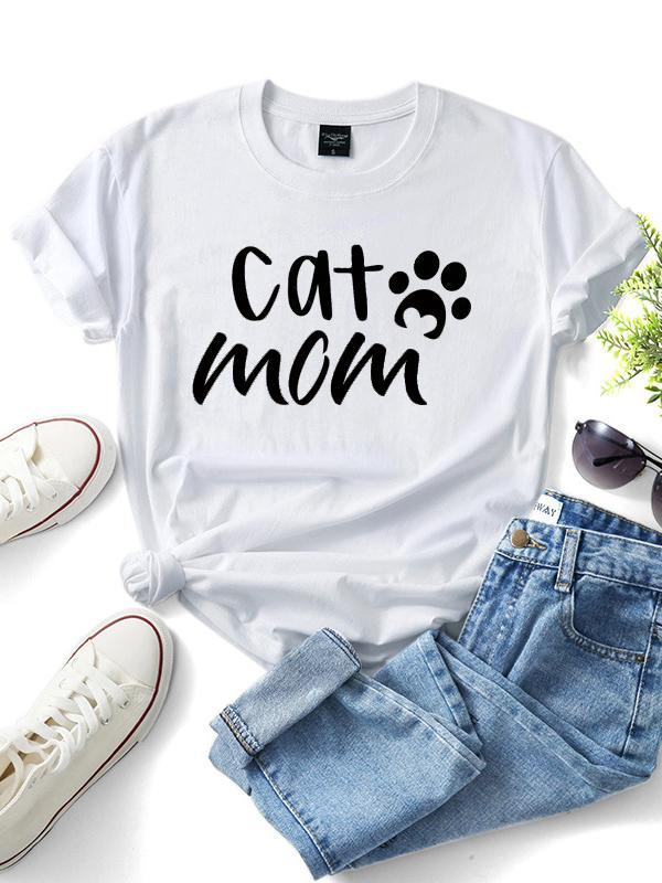 Casual letter printed short-sleeved T-shirt