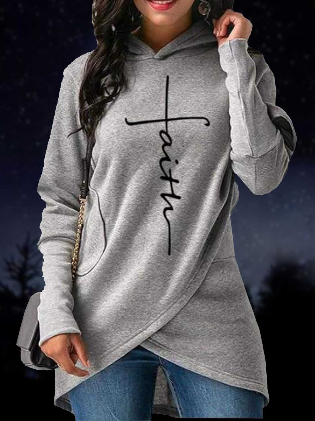 Women's Faith Printed Pocket Hoodie