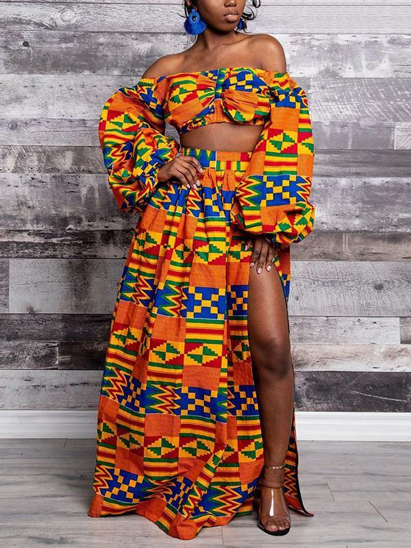 Fashion African Printed Long Sleeve Suits