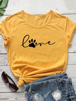 Load image into Gallery viewer, Casual round neck dog paw print t-shirt
